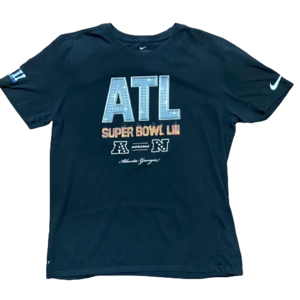 Nike Dri-Fit Atlanta Bling Logo Super Bowl Black T-Shirt Men's Size Large